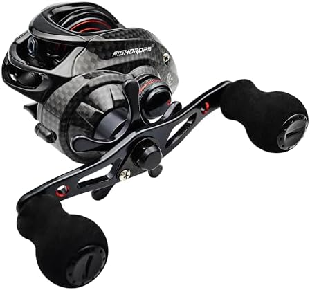 FISHDROPS Baitcaster Reels, 9+1BB, CNC Aluminum Spool, Magnetic Brake System Bait Caster Reel High Speed Gear Ratio 7.0:1 Ultra Smooth Low Profile Baitcasting Fishing Reel by Fishdrops