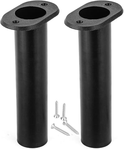 Flush Mount Fishing Rod Holder, 90 Degree UV-Protected PP Plastic (8"x1.5"), 2PCS with 4 M4 304 Stainless Steel Mounting Screws for Boats, Kayaks, Yachts by GOODFORHEALTH