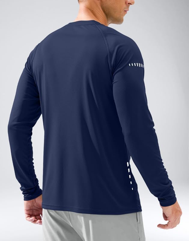Men's Sun Protection Swim Long Sleeve UPF 50+ Rash Guard Lightweight Shirts - Image 3