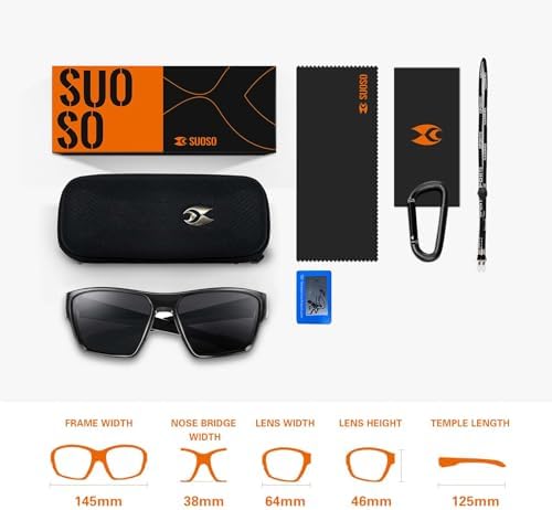 suoso Sports Polarized Sunglasses for Men: Womens UV400 Protection Sun Glasses Wrap Around Goggles for Fishing Driving TR90 - Image 5