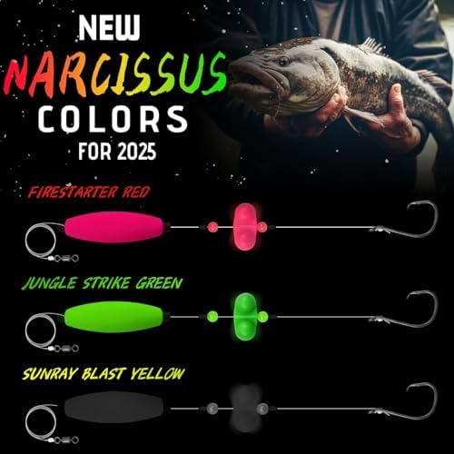 Narcissus Catfish Rigs Set – 6 Pre-Tied Rigs with 2 Sinker Sliders & 2oz Pyramid Sinker, Float Rigs Tackle, Santee Rig, Circle Hooks 6/0 – Complete & Ready-to-Use Kit - Image 3