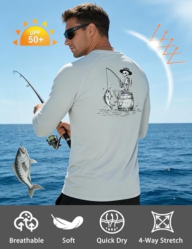 Men's UPF 50+ Sun Fishing Shirt, Long Sleeve UV Protection Tee, Quick Dry Rash Guard for Outdoor Swim Hiking - Image 4
