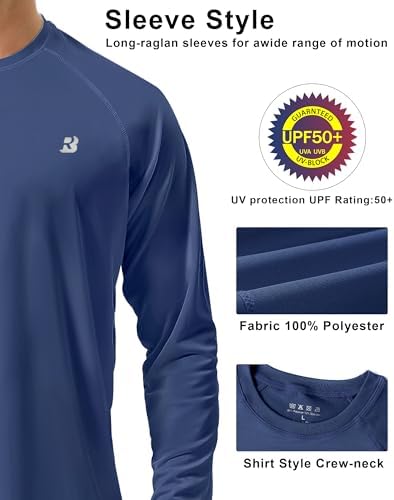 Roadbox Men's UPF 50+ UV Sun Protection Shirts, Long Sleeve Swim Rash Guard - Image 4
