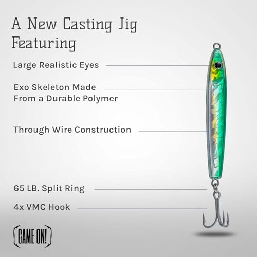 Game On! EXO Jigs™ - Shatter Resistant Jig - Saltwater Lures for Long-Distance Casting - Durable 4X VMC Hooks for Tuna - Image 4