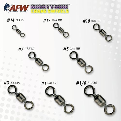 AFW American Fishing Wire Fishing Swivels - Mighty Mini 100% Stainless Steel Crane Swivels, 3X Stronger Than Brass, for Terminal Tackle Box, Up to 600lb Test - Fishing Gear for Fishing Line Leaders - Image 3