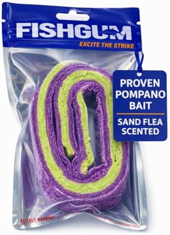 FishGum Surf Fishing Bait Strips for Saltwater Beach Fishing – Real Shrimp, Crab, Clam & Sand Flea Infused Scent – Artificial Cut Bait for Pompano, Redfish & Flounder by FISHGUM