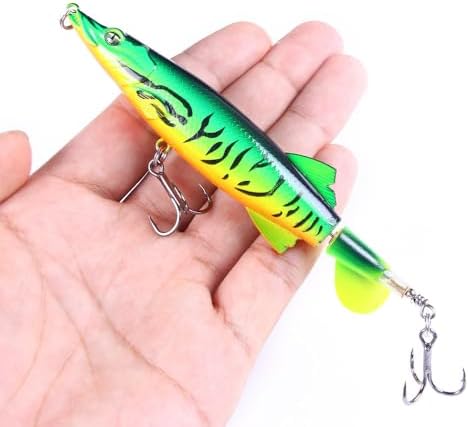 Whopper Fishing Lure for Bass Popper Top Water Fishing Lures with Floating Rotating Tail Barb Treble Hooks in Saltwater Freshwater Plopping Lures Kit - Image 5