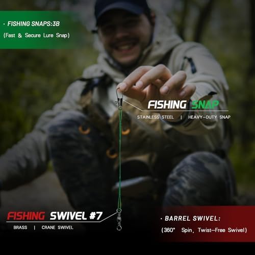 Fishing Wire Leaders 60PCS - 7in/9in/12in Stainless Steel Leaders with Swivels & Snaps for Bass, Pike, Catfish, Carp, Walleye - Saltwater & Freshwater Fishing Gear ﻿ - Image 2
