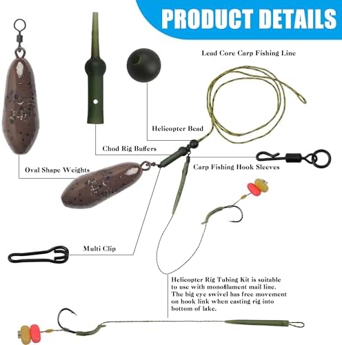Carp Fishing Hair Rigs Fishing Accessories Set Carp Sinker Weights Bait Rig Set Up Swivels Hooks Corn Bait Leader Rigs for Bass Catfish Fish Tackle Rigs - Image 3