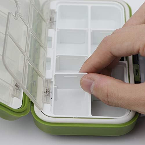 Mini Fishing Lure Box, Floating Storage Box, Double-Sided Small Fishing Box with Adjustable Dividers Organizer Making Kit Container for Lure Hook Beads Earring Tool (Green) - Image 6