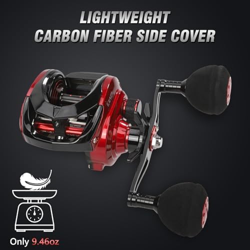 Baitcaster Reels 6.4:1 High-Speed Gear Ratio 33LB Max Drag 8+1 Bearings - Image 3