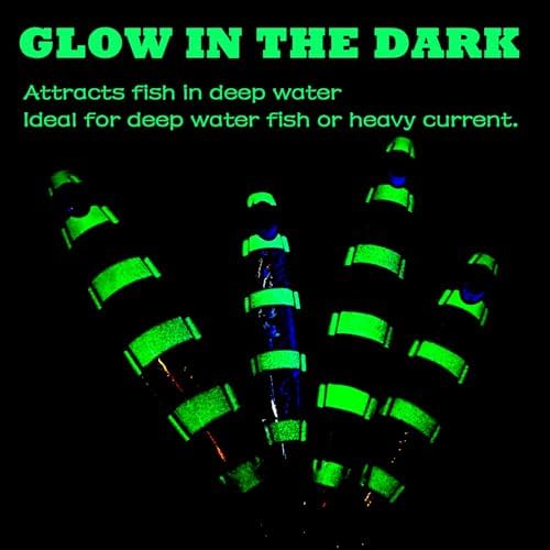 Eupheng Heavy Duty Fishing Jigs Saltwater 200g/300g/400g/500g, Glow in Dark Roller Slow Fall Lead Jig Deep Sea Fishing Jigging Lures for Tuna, Salmon, Sailfish, Grouper Snapper - Image 3