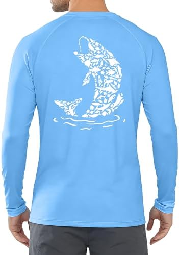Men's Fishing Shirt Long Sleeve, UPF50+ UV Protection Sun Shirts, Quick Dry Graphic T Shirt for Running Hiking - Image 3