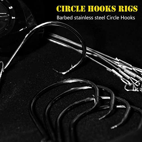 Saltwater Steel Circle Hook Rigs,Octopus Offset Fishing Hooks Leader Wire for Catfish Bass - Image 3