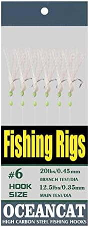 10/20/50/100 Packs Rainbow Fish Skin 6 Hooks Saltwater String Hook Fishing Lure Bait Rig Tackle by OCEANCAT