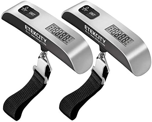 Etekcity Luggage Scale, Travel Essentials, Digital Weight Scales for Travel Accessories, Portable Handheld Scale with Temperature Sensor, Rubber Paint, 110 Pounds, Battery Included,2Pack by Etekcity