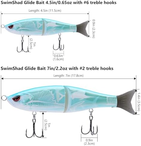 Bassdash SwimShad Glide Baits Jointed Swimbait Bass Pike Salmon Trout Muskie Fishing Lure - Image 2
