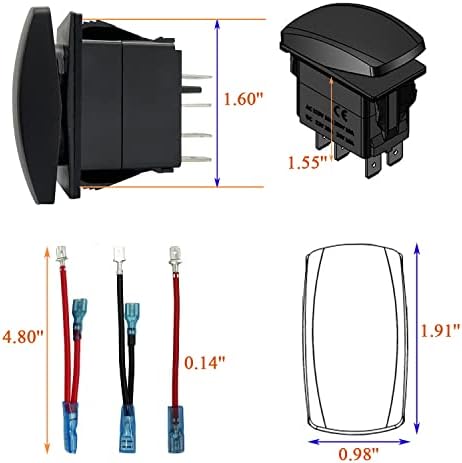 12V 24V Dual RED Led Aux Lights Rocker Switch with Jumper Wires 5 P ON-Off Light Toggle Switch for Car Boat Motorcycle Truck Trailer Caravan SUV Off Road Vehicle Dashboard Switch Replace - Image 2