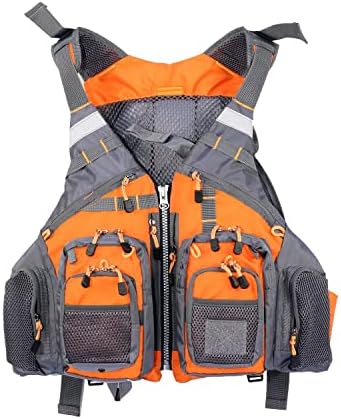 JKSPORTS Fly Fishing Vest - Fishing Safety Life Jacket for Swimming, Sailing, Boating, Kayak - Floating Multifunction Breathable Backpack for Men and Women - Adjustable, Grey/Green/Red/Blue by JK