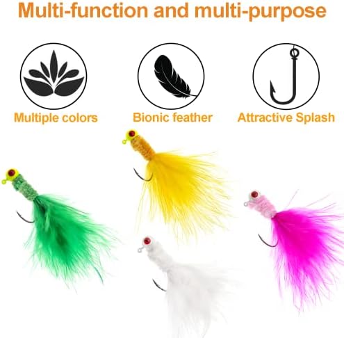 Fishing Jigs Kit Bucktail Jigs Hair Swimbait Heads Marabou Feather - Image 5