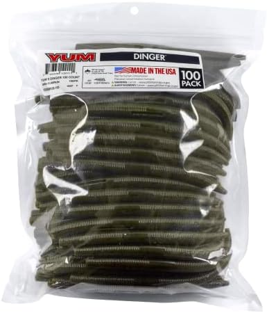 YUM Dinger Classic Worm All-Purpose Soft Plastic Bass Fishing Lure 100 Pack, 5 Inch by YUMBaitCo