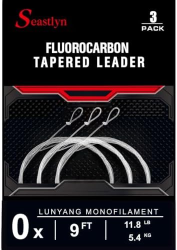 3-Pack Fluorocarbon Tapered Leader – 7.5-12FT, 0X-7X, 8-26LB by Unknown