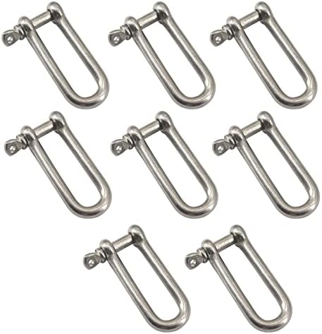 M4 Long D Ring Shackle 304 Stainless Steel Anchor Shackle with Screw Pin for Material Handling,Rigging Accessories,Connecting Chains and Ropes (Pack of 8) by Zerniple