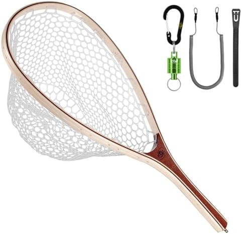 SF Fly Fishing Landing Net Soft Rubber Mesh Trout Net Catch and Release Net by SUNSHINEFISHING