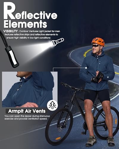 Outdoor Ventures Men's Packable Rain Jacket Waterproof Lightweight Raincoat - Image 6