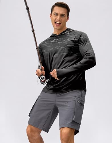 Pudolla Men's Sun Protection Hoodie Shirts UPF 50+ Fishing Hiking Shirt - Image 3