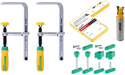 MICROJIG Matchfit Dovetail Clamp Pro Router Bit Kit, 1/2-inch Shank 14-Degree, Woodworking Track System Routing Tools, (DVC-1177K2) by MICROJIG