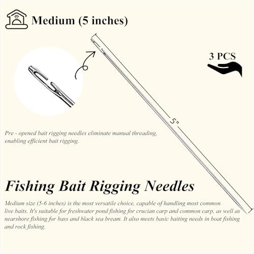 Stainless Steel Fishing Bait Rigging Needles Threader Set, Fish Bait Worm-Minnow-Anchovy Threader Needle Rustproof Threading Tool for Saltwater Freshwater Fishing Tackle Kit - Image 2