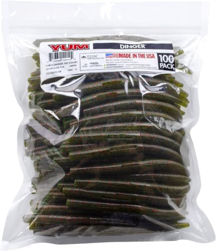 YUM Dinger Classic Worm All-Purpose Soft Plastic Bass Fishing Lure 100 Pack, 5 Inch by YUMBaitCo