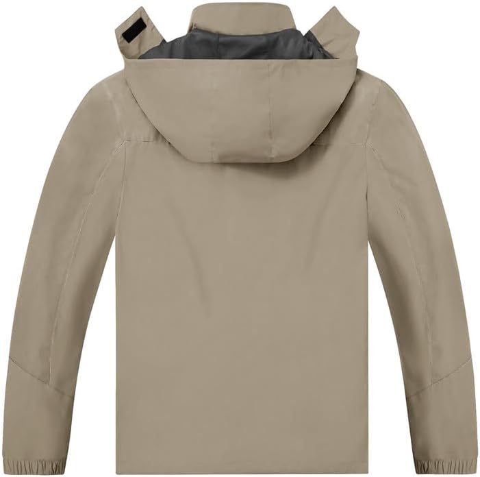 TEZO Mens Rain Jacket Waterproof with Hooded Hiking Coat Lightweight Windbreaker - Image 3