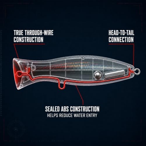 6.2 Inch 2.73 oz Saltwater Topwater Popper Fishing Lures with 3/0 4X Strengthened BKK Treble Hooks, Through-Wire for Strength & Durability, Target GT, Tuna, Sea Bass, Marlin - Image 4