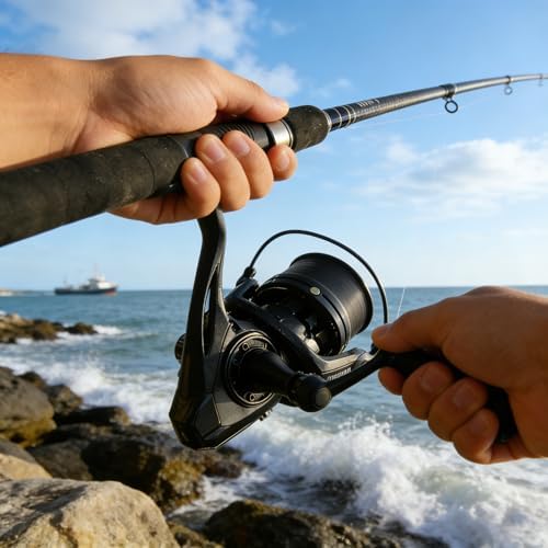 Heavy Duty Spinning Reel Metal Body with CNC Machined Spool 55LB Max Drag 6/8+1 Bearings Ultra Smooth 4.6/4.8:1 High Speed Gear Ratio Saltwater Freshwater Fishing Reel for 8000 to 14000 Series - Image 2