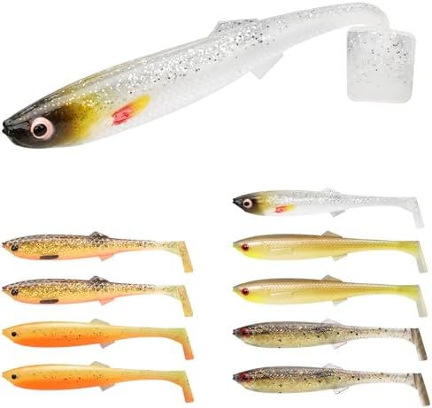 TRUSCEND Shadtale Easy Catch Soft Fishing Lures, Unique Vibration and Action for Various Rigs, Paddle Tail Swimbaits Trailer for Bass, Trout, Crappie, Walleye, Redfish, Saltwater & Freshwater Fishing by TRUSCEND