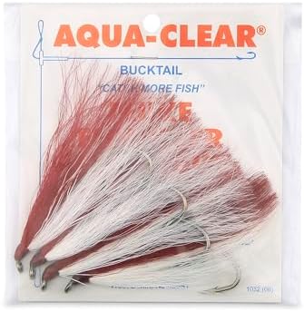 Aqua-Clear, Bucktail Jigs Saltwater Fishing Lures, Flounder Fluke Sea Trout Weakfish Croaker Rig, 3/0 XL Nickel Octopus Hook with White Hair by AQUA-CLEAR