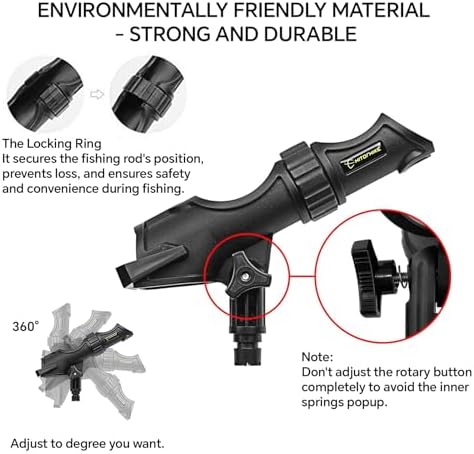 HITORHIKE Fishing Rod Holder Universal Fit Kit Allows for 360-degree Adjustment Kayak Fishing Boat Powerlock Rod Holder - Image 6