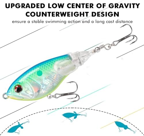 TRUSCEND Top Water Fishing Lures with BKK Hooks, Easy Catch Plopper Lure for Freshwater or Saltwater, Floating Lures for Bass, Pike, Catfish, Surface Wobble PoPobait Bass Baits Fishing Gifts for Men - Image 3
