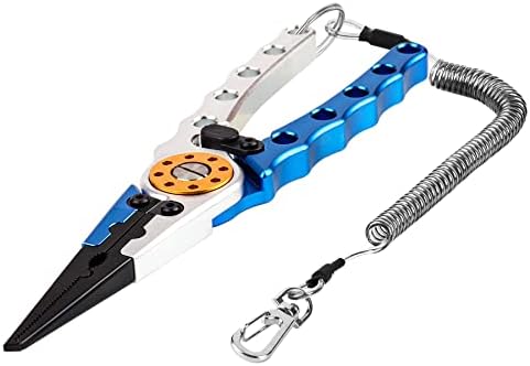 Booms Fishing X1 Aluminum Fishing Pliers Saltwater, Surf Fishing Tackle Kit, Fishing Multitool Hook Remover Braided Fishing Line Cutting and Split Ring with Coiled Lanyard and Sheath by BoomsFishing