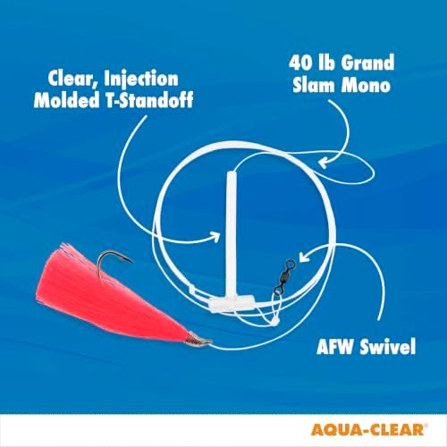 Aqua-Clear Hi-Lo Mixed Color Hair Teaser Rig for Flounder, Fluke, Sea Trout, Croaker, 3/0 Nickel Octo Hook, AFW Swivel, 40 lb GS Mono, T-Standoff, Purple and White Hair - Image 4
