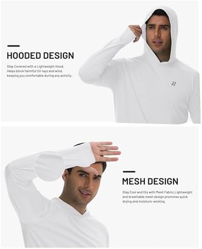 Runhit UPF 50+ Fishing Shirts for Men Long Sleeve Sun Protection Hoodie Lightweight Outdoor Workout Hiking Running Rash Guard - Image 3