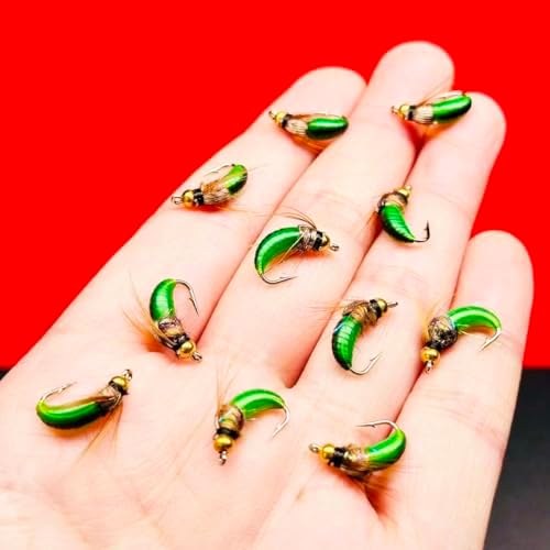 10Pc Wet Flies Bait Fly Fishing Flies for Bass Trout Pike Salmon Brass Head Caddis Nymph Handmade Fishing Bait Artificial Insect Fishing Lure - Image 6