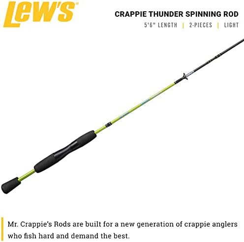 Lew's Crappie Thunder Spinning Fishing Rod, Light Power, Fast Action, Premium 2-Piece Graphite Blank, EVA Split Grip Handle - Image 2