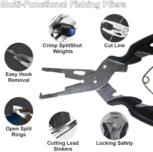 5" Fishing Pliers Scissors with Safety Lock and Anti Loss Rope - Image 3