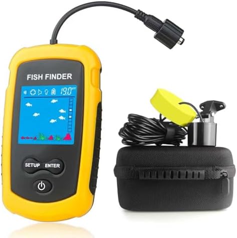 Portable Wired Fish Finder Ice Kayak Fishing Gear Water Depth Finder Handheld Fishfinder LCD Display Sonar Transducer by Venterior