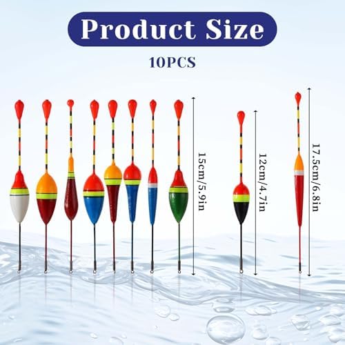 Giantree Fishing Floats Fishing Bobbers,10 Pcs Oval Trout Float Foam Fishing Floats Wood Slip Fishing Bobbers, Bobber Stopper Spring Stick Slip Floats Accessories for Catfish Trout Bass Fishing Line - Image 2