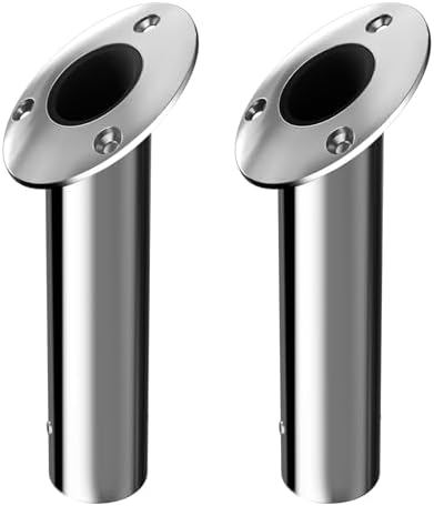 Fishing Rod Holder 2 Pack, 316 Stainless Steel 15/30/90 Degree Rod Holders for Fishing Boat, Flush Mount with Cap, Heavy Duty by Unknown