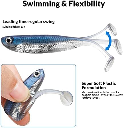QualyQualy Soft Plastic Swimbait Paddle Tail Shad Lure Soft Bass Shad Bait Minnow Paddle Tail Swim Bait for Bass Trout Walleye Crappie - 2.75in, 3.14in, 3.94in, 5in - Image 5